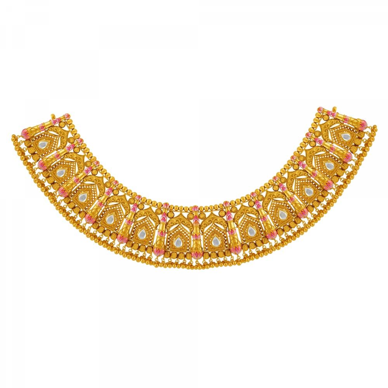 Ajrak Design Gold Necklace Set