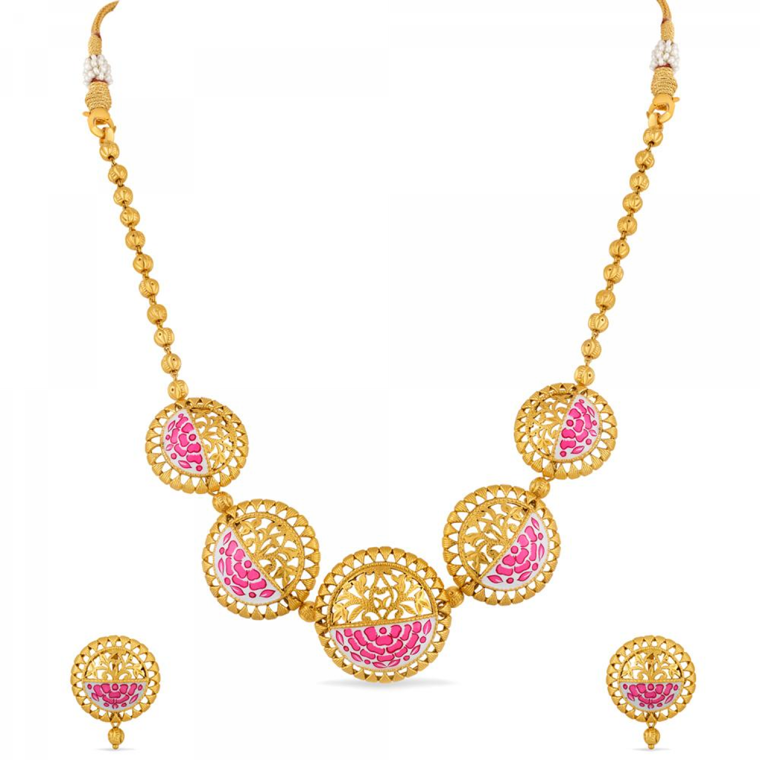 Round Design Gold Necklace Set