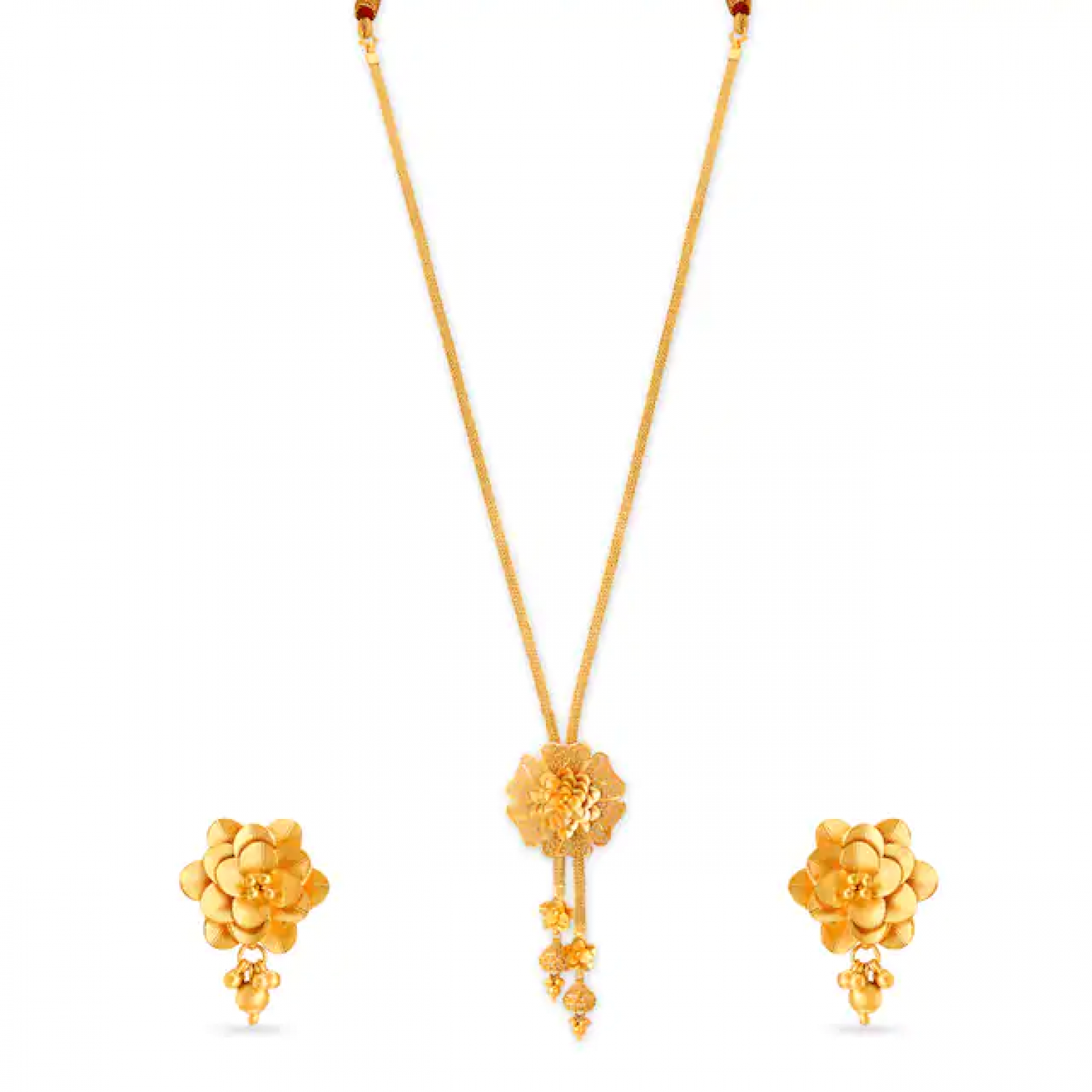 Rose Pattern Gold Necklace Set