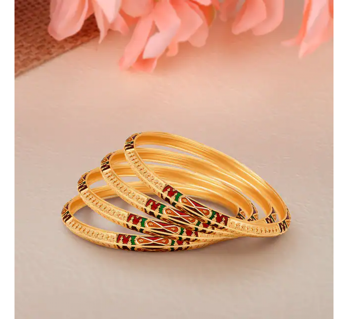 Stylish Textured Gold Bangles