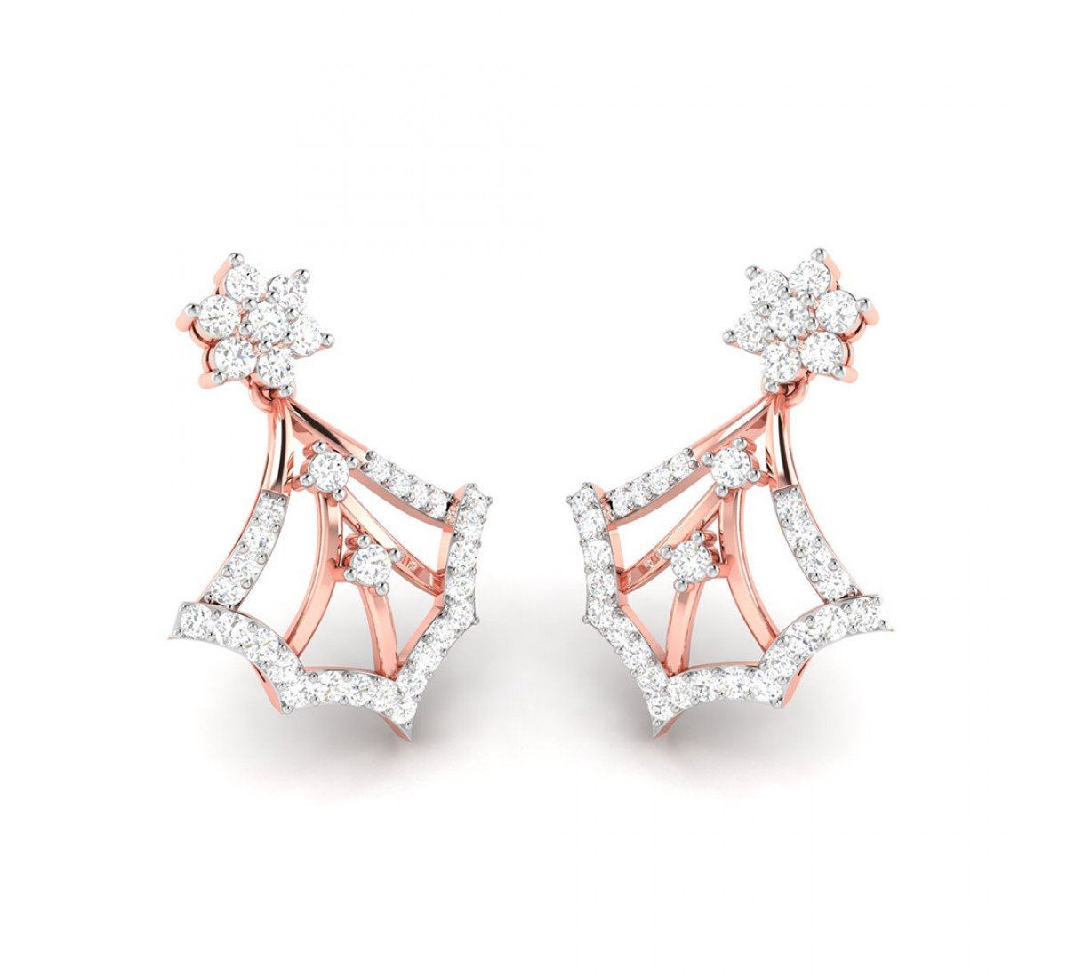 Foliate Drop Diamond Earrings
