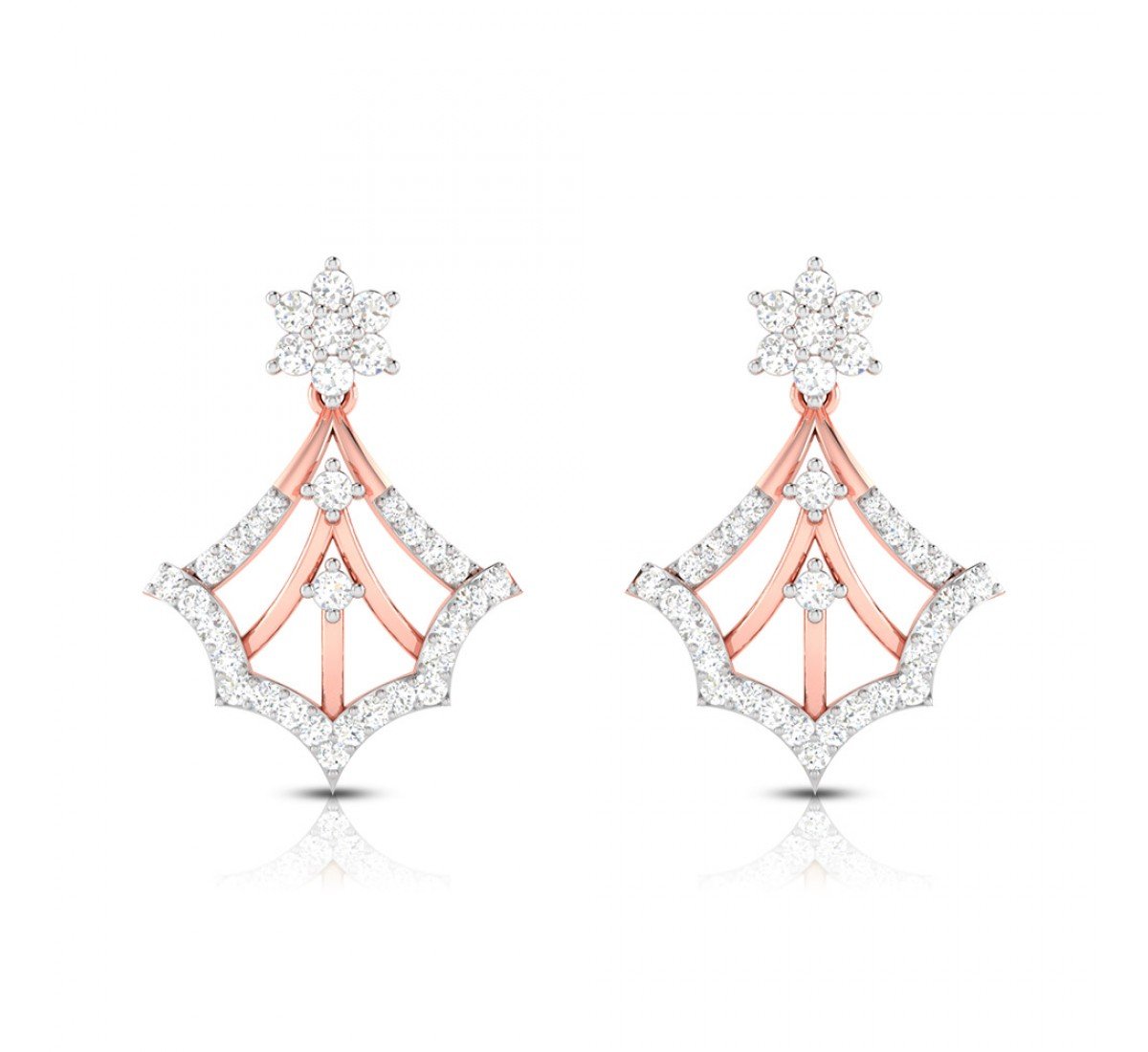 Foliate Drop Diamond Earrings