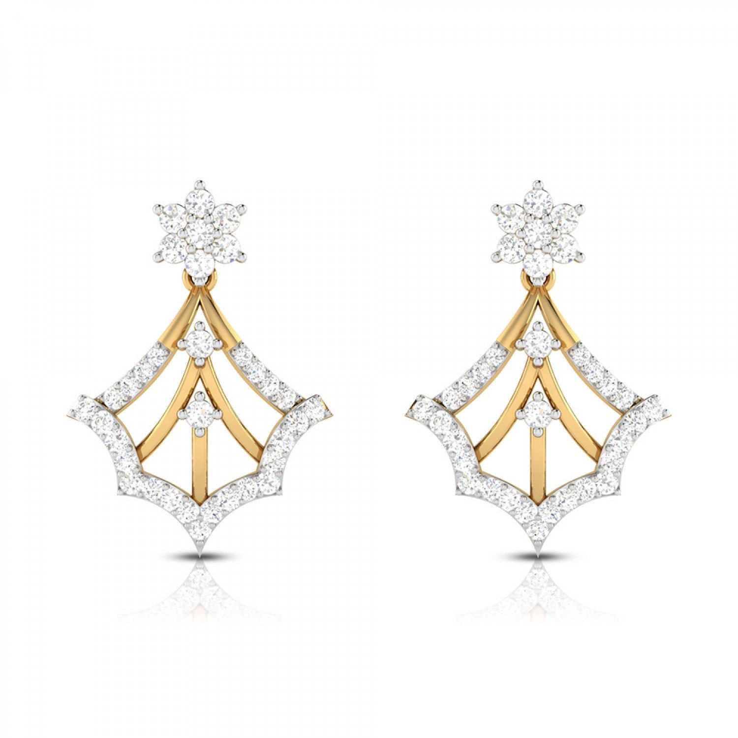 Foliate Drop Diamond Earrings