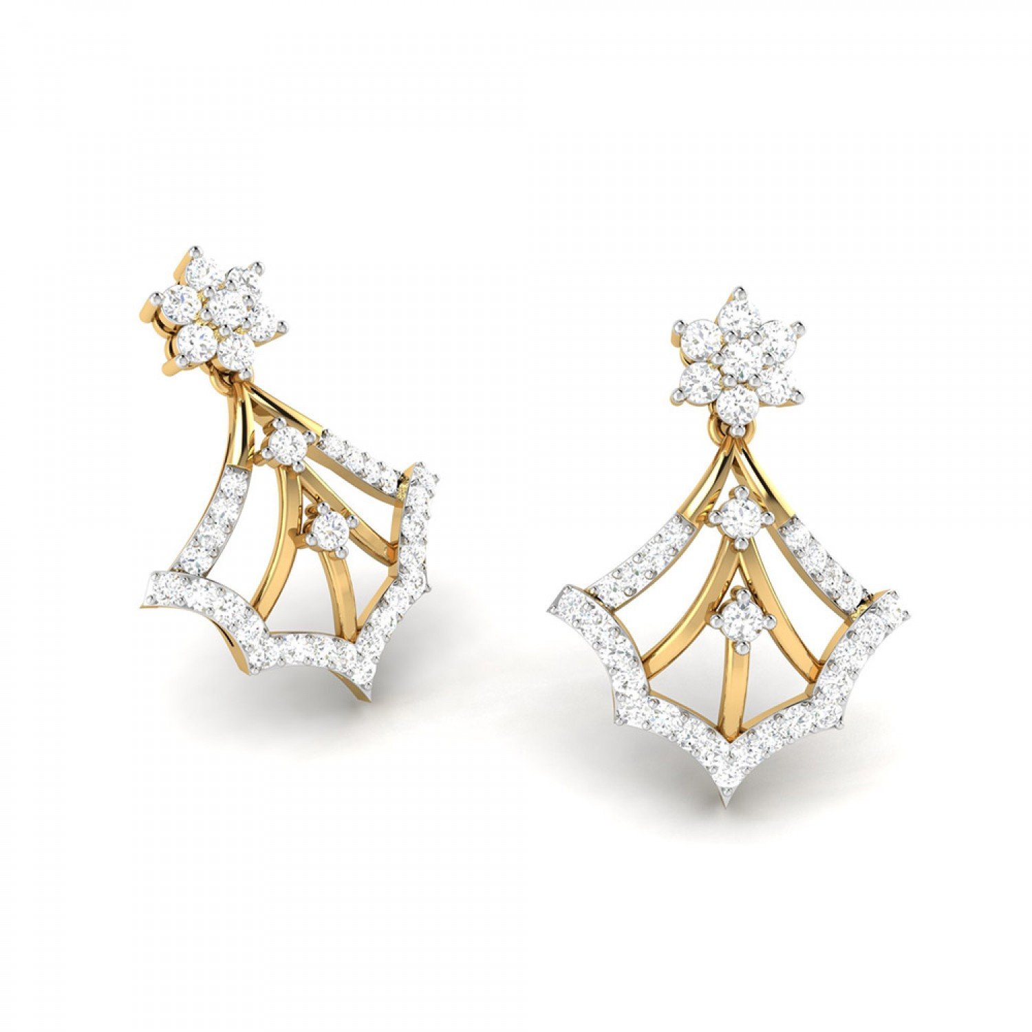 Foliate Drop Diamond Earrings
