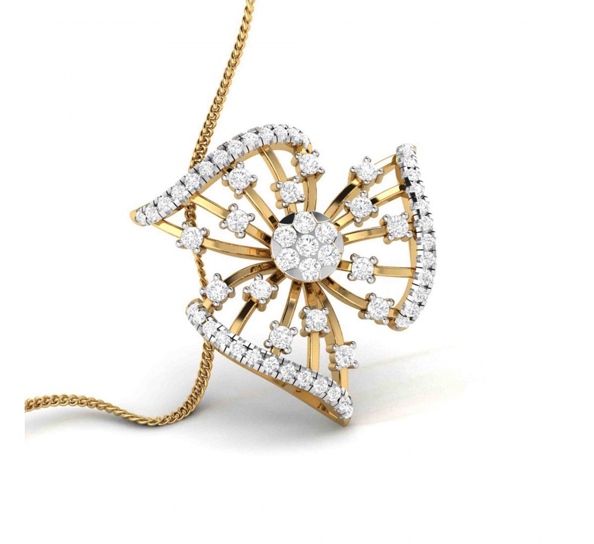 Curled Trident Diamond Pendant