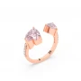 Rose Gold Pink Stone Heart Ring