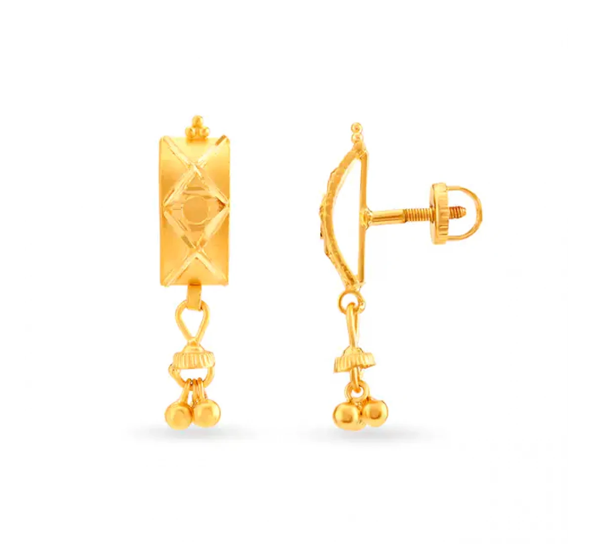 Rectangular Gold Drop Earrings